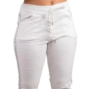 GIGI MODA Studded Cuffed Pant - White