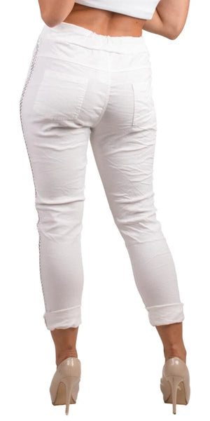 GIGI MODA Studded Cuffed Pant - White
