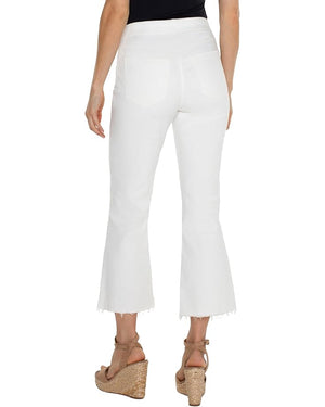 LIVERPOOL Chloe Pull-On Side Stitch Crop Flare Jeans - White