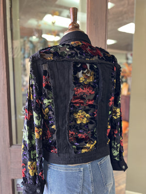 ADORE Black Denim Jacket with Velvet Embroidery