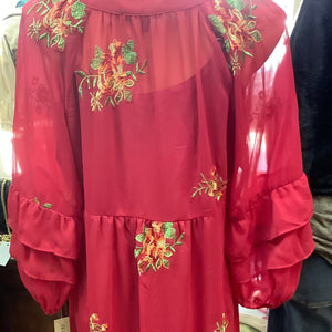 KCC - Red Embroidery Flower Dress