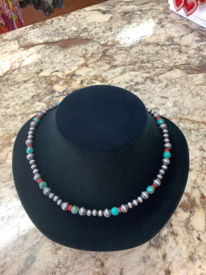 GENUINE NAVAJO BEADS with Turquoise and Coral