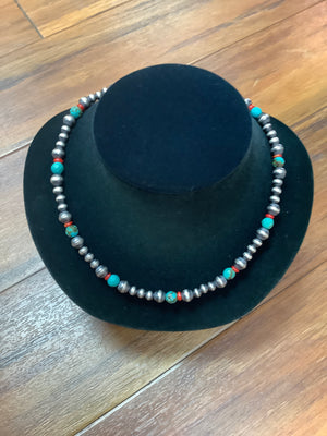 GENUINE NAVAJO BEADS with Turquoise and Coral