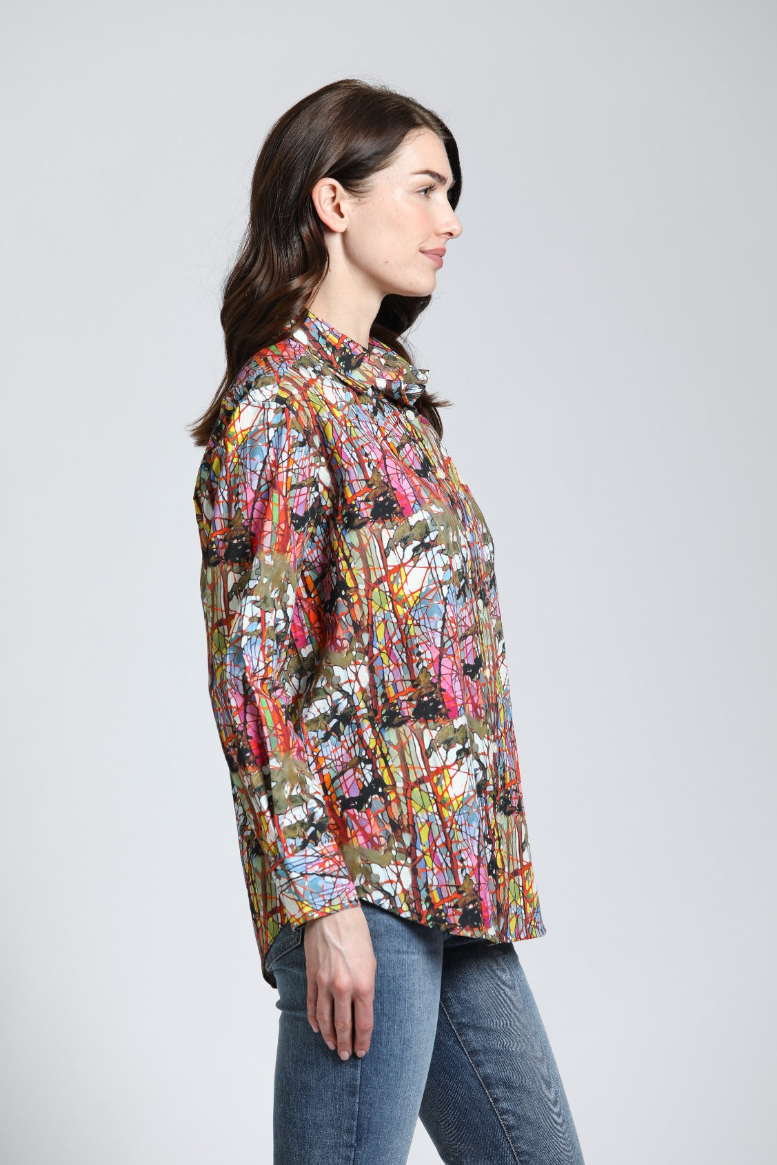 APNY Boyfriend Whimsy Button-up Long Sleeved Shirt - Multi-colored