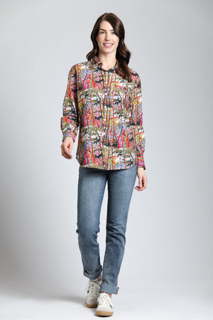 APNY Boyfriend Whimsy Button-up Long Sleeved Shirt - Multi-colored