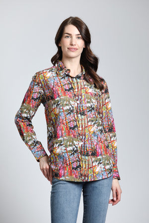 APNY Boyfriend Whimsy Button-up Long Sleeved Shirt - Multi-colored